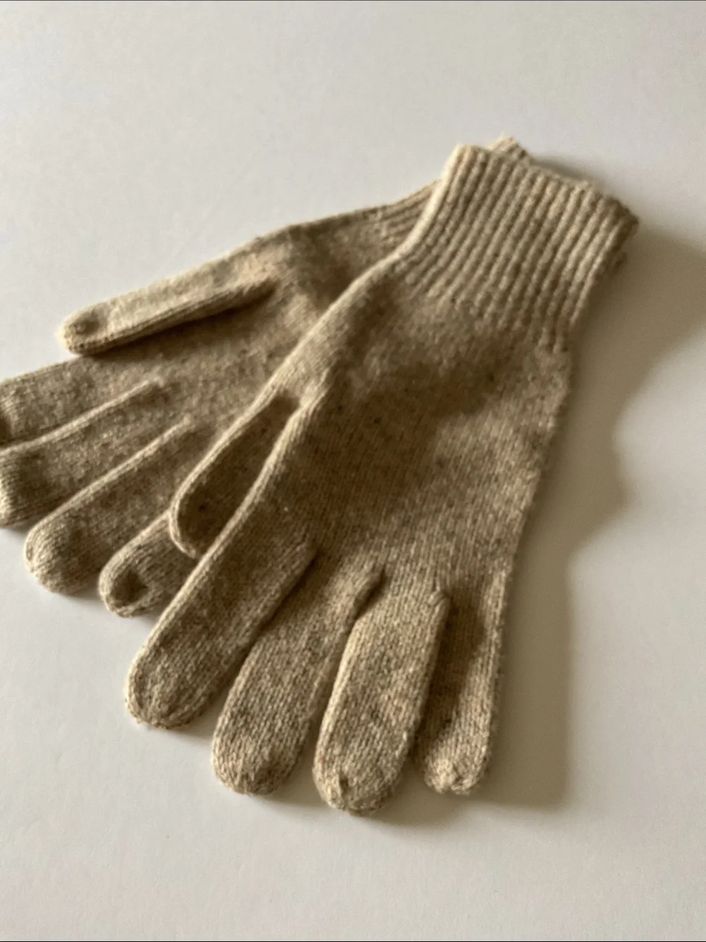 MADEWELL WOMENS MERINO WOOL KNIT GLOVES BEIGE HEATHER MARL NWOT